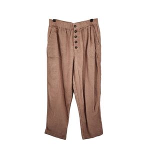 Madewell Women's Cotton-Linen Button Front High Rise Tapered Pants - L